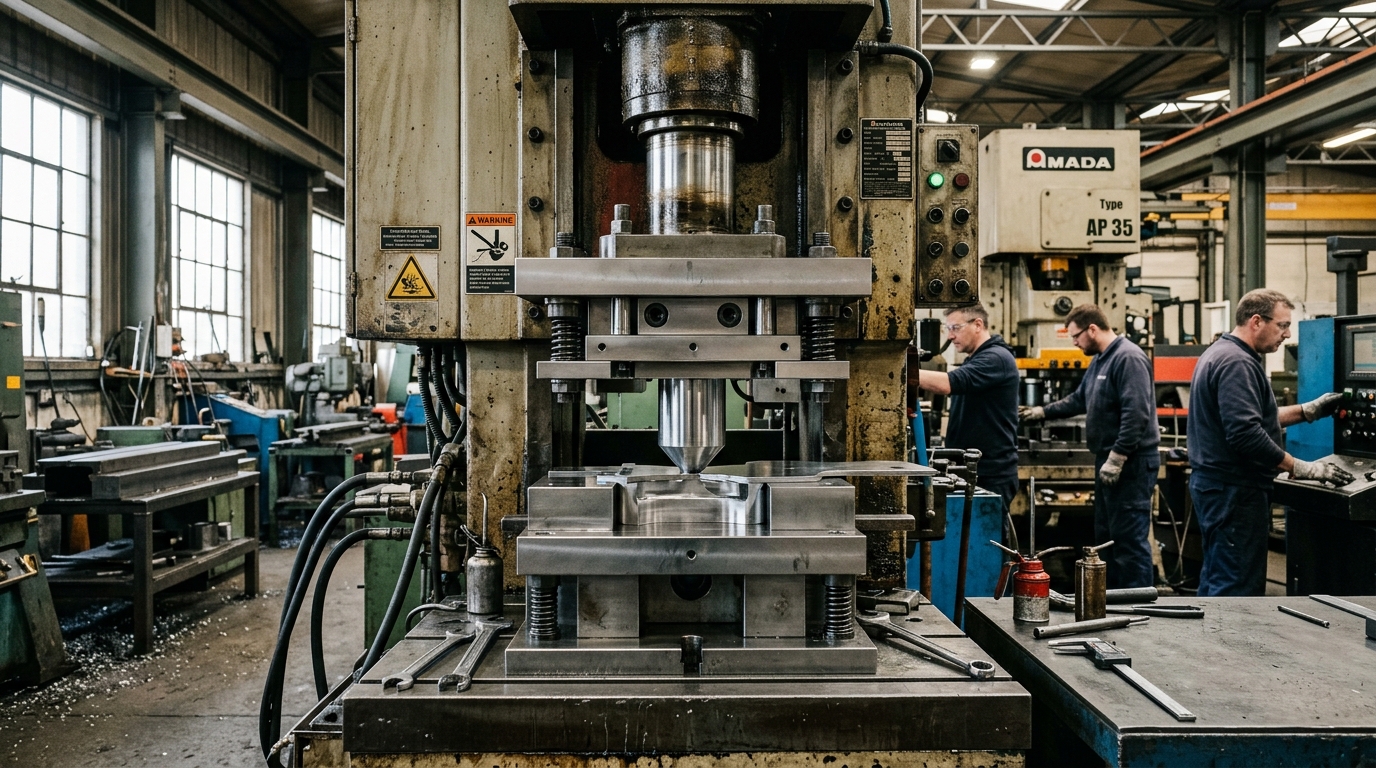 Industrial Die Punch Press Machine in Engineering Workshop